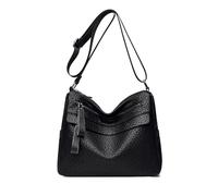 NICOLE & DORIS Sac à Bandoulière à Plusieurs Poches Femme Sacs de Messager Mode Grande Capacité Sac Porté Epaule Vintage en PU Cuir Souple Noir B