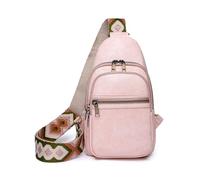 NICOLE & DORIS Sac à Bandoulière Femme Petit Sac de Poitrine Sac à Dos Bandoulière PU Cuir Sling Bag Sac Epaule Impermeable pour Sports Randonnée Vélo Rosé