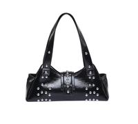 NICOLE & DORIS Sac a Bandouliere Femme Sacs à Main Portés Epaule PU Cuir Sac Besace avec Clouté Sac de Soirée Pochette pour Fête Shopping Noir