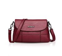 NICOLE & DORIS Sac à Bandoulière pour Femme Petit Sac a Main Bandouliere Sac Cartable en Cuir PU Mode Sac Epaule Sacoche Messenger Vin Rouge
