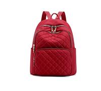Nicole & Doris Sac À Dos Antivol Grande Capacité Nylon Poche Zippée Voyage College Vin Rouge