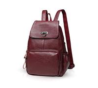 NICOLE & DORIS Sac à Dos en Cuir pour Femme Sac a Dos College Fille Cartable Sac à Dos décontracté pour Femme en Cuir Vin Rouge