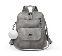 NICOLE & DORIS Sac à Dos Femme Grand Anti-vol Sac Porté Dos Multipoches Sac à Dos Bandoulière en PU Cuir Étanche Sacs D'école 13.3 Pouces Sac a Dos pour Ville Voyage Travail Gris