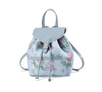 NICOLE & DORIS Sac à Dos Femme Petit Sac a Dos Fleur Sacs à Main Portés Dos Mini Sac à Dos Antivol PU Cuir Sac à Dos Mignon Fille Daypacks avec Rabat Bleu