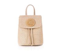 NICOLE & DORIS Sac à Dos Paille Sac Tissé Sac à Dos de Plage en Paille Sacs à Dos Loisir Daypacks pour Femme Sac à Dos de Vacances Sac à Bandoulière avec Rabat Kaki