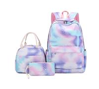 NICOLE & DORIS Sac à Dos Scolaires Fille Cartable pour Fille Adolescent Sac D'école Primaire Sacs Scolaires Galaxy Sac à Dos Set de 3 Pieces Sac Ecole avec Trousse et Sac Isotherme Bleu
