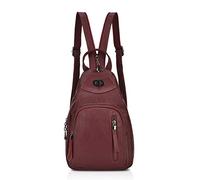 Nicole & Doris Sac à dos tendance pour femme Petit sac à dos en cuir noir Sac à bandoulière décontracté pour femme, Bordeaux A, M, Sac à dos décontracté