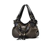NICOLE & DORIS Sac à Main Bandoulière Femme Grand Sac Fourre-Tout Rétro Sac Epaule Imprimé Sac Cabas PU Cuir Souple Sac Shopping Hobo Bag Sac de Voyage Travail Papillon Noir