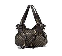 NICOLE & DORIS Sac à Main Bandoulière Femme Grand Sac Fourre-Tout Rétro Sac Epaule Imprimé Sac Cabas PU Cuir Souple Sac Shopping Hobo Bag Sac de Voyage Travail Papillon Café