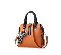 NICOLE & DORIS Sac à Main Bandoulière Femme Mode Sac a Main Pompon Sac Fourre Tout Moyen Sac D'épaule Rétro PU Cuir Sacs Messenger Jaune