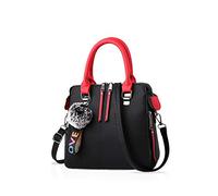 NICOLE & DORIS Sac à Main Bandoulière Femme Mode Sac a Main Pompon Sac Fourre Tout Moyen Sac D'épaule Rétro PU Cuir Sacs Messenger Noir