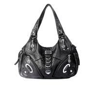 NICOLE & DORIS Sac a Main Cabas Femme Sac Bandoulière Rétro Grand Sacs Portés Epaule Hobo Bag PU Cuir Souple Sac Fourre Tout Multipoches pour Le Travail Shopping Voyage Noir