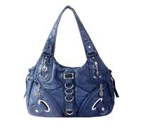 NICOLE & DORIS Sac a Main Cabas Femme Sac Bandoulière Rétro Grand Sacs Portés Epaule Hobo Bag PU Cuir Souple Sac Fourre Tout Multipoches pour Le Travail Shopping Voyage Bleu