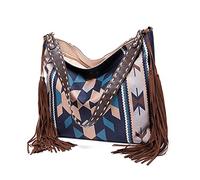 NICOLE & DORIS Sac a Main Coloré Femme Sac Cabas Toile Sac Boheme Sac Fourre Tout Bandoulière Sac D'épaule Rétro Grand Sac Epaule de Shopping Voyage Motif 3