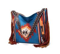 NICOLE & DORIS Sac a Main Coloré Femme Sac Cabas Toile Sac Boheme Sac Fourre Tout Bandoulière Sac D'épaule Rétro Grand Sac Epaule de Shopping Voyage Motif 5