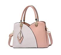 NICOLE & DORIS Sac à Main de Mode Décontracté pour Femmes Sac Messenger à Carreaux Sac Fourre-Tout en Cuir PU Sac Bandoulière avec Bandoulière Ajustable Rose