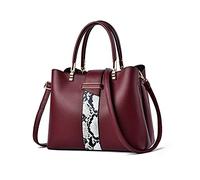 NICOLE & DORIS Sac à Main Designer Femme avec Sangle Modèle Serpent - Bandoulière PU Cuir Messenger Élégant - Sacoche Vin Rouge