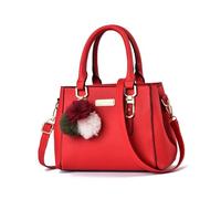 NICOLE & DORIS Sac à Main Elegant Femme Sac Bandouliere Petit Sac Portés Epaule PU Cuir Sac D'épaule Pompon Sac Besace Sac Messenger Rouge