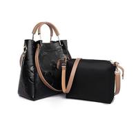 NICOLE & DORIS Sac à Main Femme 2 Pièces Ensemble Grande Capacité Sac Porté Epaule Mode Vintage Sac Bandoulière PU Cuir pour Travail Shopping et Sortie Quotiden Noir