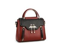 NICOLE & DORIS Sac à Main Femme Bandoulière Sac Petite Capacité a la Mode Sac Mignon Fille Sac Portés Epaule PU Cuir Sac D'épaule Sac Besace Noir et Rouge