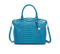 NICOLE & DORIS Sac à Main Femme Crocodile Sac Bandoulière Cuir Verni Sac Fourre Tout Mode Sac D'épaule Elégante Sac Rétro pour Le Travail Shopping Voyage Bleu Clair