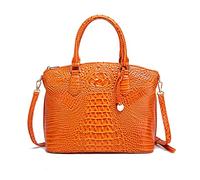 NICOLE & DORIS Sac à Main Femme Crocodile Sac Bandoulière Cuir Verni Sac Fourre Tout Mode Sac D'épaule Elégante Sac Rétro pour Le Travail Shopping Voyage Orange