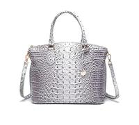 NICOLE & DORIS Sac à Main Femme Crocodile Sac Bandoulière Cuir Verni Sac Fourre Tout Mode Sac D'épaule Elégante Sac Rétro pour Le Travail Shopping Voyage Gris Bleu