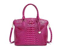 NICOLE & DORIS Sac à Main Femme Crocodile Sac Bandoulière Cuir Verni Sac Fourre Tout Mode Sac D'épaule Elégante Sac Rétro pour Le Travail Shopping Voyage Fuchsia