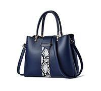 NICOLE & DORIS Sac a Main Femme Designer Sacs Portés Main avec Sangle Modèle Serpent Sac Bandouillere PU Cuir Sac Messenger Femme élégant Sacoche Bleu Marin