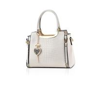 NICOLE & DORIS Sac a Main Femme Elegant Sac Bandoulière PU Cuir Sac D'épaule Crocodile Sac à Main Chic Petit Sac Cartable Bandoulière Blanc