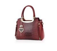 NICOLE & DORIS Sac a Main Femme Elegant Sac Bandoulière PU Cuir Sac D'épaule Crocodile Sac à Main Chic Petit Sac Cartable Bandoulière Rouge