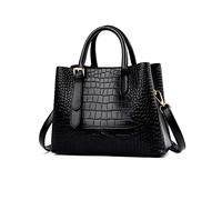 NICOLE & DORIS Sac a Main Femme Élégant Sac Fourre Tout Grande Capacité Sac Portés Main Croco Sac Epaule en PU Cuir Shopper Tote Sac Bandouliere Noir