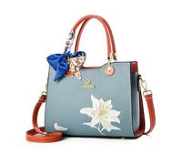 NICOLE & DORIS Sac à Main Femme Fleur Sac Bandoulière Elegant Sacs a Main Portes Main en PU Cuir Sac Epaule Chic Sac D'épaule Crossbody Bag Multipoches Bleu