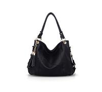 NICOLE & DORIS Sac à Main Femme Grand Mode Sac Epaule Sac à Bandoulière en Cuir Sac Cabas Fourre-Tout Shopping Voyage avec des Glands Noir