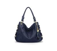 NICOLE & DORIS Sac à Main Femme Grand Mode Sac Epaule Sac à Bandoulière en Cuir Sac Cabas Fourre-Tout Shopping Voyage avec des Glands Bleu