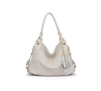NICOLE & DORIS Sac à Main Femme Grand Mode Sac Epaule Sac à Bandoulière en Cuir Sac Cabas Fourre-Tout Shopping Voyage avec des Glands Beige