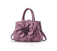 NICOLE & DORIS Sac à Main Femme Mode en PU Cuir - Petit Sac Bandoulière Chic Avec des Fleurs Violet
