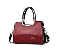 NICOLE & DORIS Sac a Main Femme Mode Sac Epaule Sac Bandoulière avec Bandoulière Réglable PU Cuir Sac Cabas Rouge