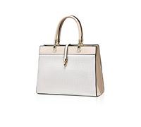 NICOLE & DORIS Sac à Main Femme Mode Sac Fourre Tout Compartiments Multiples Sac à Bandoulière Cuir PU Sac Epaule Chic et Elégant Sac Besace pour Ville Travail Business Blanc