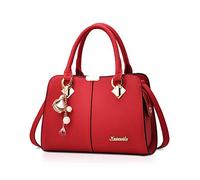 NICOLE & DORIS Sac a Main Femme Mode Sacs à Main Portés Epaule Elégant Sacs à Bandoulière PU Cuir Sac Cabas Pochette Sac Fourre Tout pour Shopper Fête Quotidien Rouge