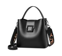 NICOLE & DORIS Sac a Main Femme Mode Seau Bandoulière en PU Cuir Epaule Imperméable avec Deux Bandoulières et Pochette Téléphone Portable Noir