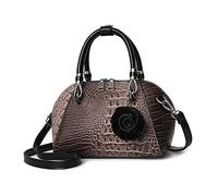NICOLE & DORIS Sac à Main Femme Pochette Bandoulière Rétro en Cuir PU - Messager Petit Croco avec Fleur Pendentif Kaki