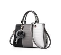 NICOLE&DORIS Sac à Main Femme Sac Bandoulière Femme D'épaule Sac Cabas Sac Messenger Sac PU Cuir avec Bandoulière Ajustable Gris 4