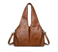 NICOLE & DORIS Sac à Main Femme Sac Cabas Mode Sac Bandoulière Grand Sac Fourre Tout Multipoches Sac D'épaule PU Cuir Souple Hobo Bag pour Travail Voyage Quotidien Marron