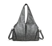 NICOLE & DORIS Sac à Main Femme Sac Cabas Mode Sac Bandoulière Grand Sac Fourre Tout Multipoches Sac D'épaule PU Cuir Souple Hobo Bag pour Travail Voyage Quotidien Gris