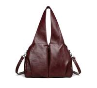 NICOLE & DORIS Sac à Main Femme Sac Cabas Mode Sac Bandoulière Grand Sac Fourre Tout Multipoches Sac D'épaule PU Cuir Souple Hobo Bag pour Travail Voyage Quotidien Rouge