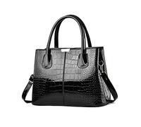 NICOLE & DORIS Sac a Main Femme Sac élégant Sac en Cuir Verni Sacs Portés Main Imperméable Sac à Bandoulière Mode Sac Epaule Motif Croco Noir
