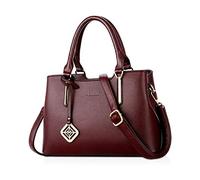 NICOLE & DORIS Sac à Main Femme Sac Fourre Tout Grande capacité Sac Cartable élégant Sac portés Main en PU Cuir Sac à bandoulière Simple vin Rouge