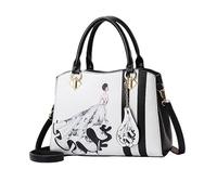 NICOLE & DORIS Sac a Main Femme Sac Fourre Tout Moyen Chic Sacs à Bandoulière Motif Sacs à Main Portés Epaule PU Cuir Sac Pochette Sac D'épaule avec Pendentif Noir