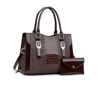 NICOLE & DORIS Sac à Main Femme Sac Fourre Tout Moyen Sac Bandoulière Cuir Verni Sac D'épaule Sac Ensemble avec Portefeuille pour Travail Shopping Voyage Café